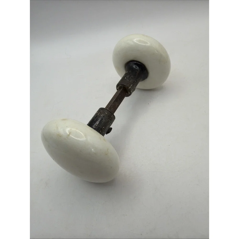 Antique White Porcelain Door Knob Set Ironstone Doorknobs Rustic Hardware